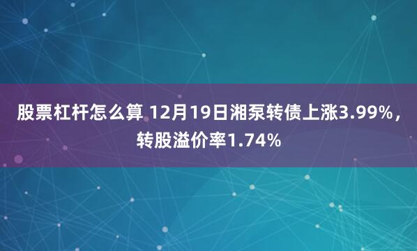 股票杠杆怎么算 12月19日湘泵转债上涨3.99%，转股溢价率1.74%