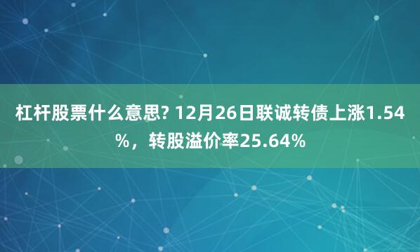 杠杆股票什么意思? 12月26日联诚转债上涨1.54%，转股溢价率25.64%