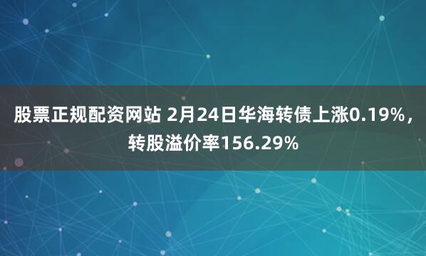 股票正规配资网站 2月24日华海转债上涨0.19%，转股溢价率156.29%